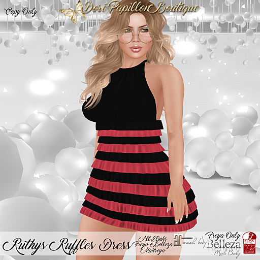 DPB Ruthys Ruffles Dress - Blk & Rose