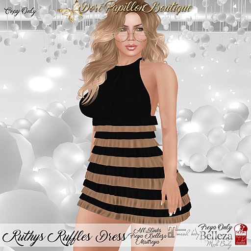 DPB Ruthys Ruffles Dress - Blk & Tan