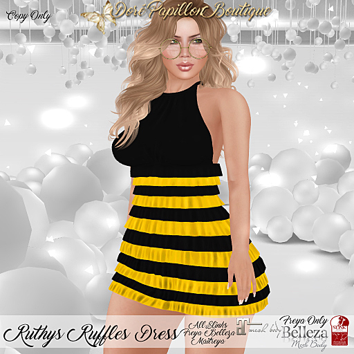 DPB Ruthys Ruffles Dress - Blk & Yellow