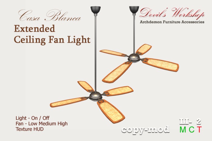 A+ Extended Casa Blanca Ceiling Fan Light