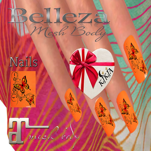 Nails Butterfly Orange 1MBF