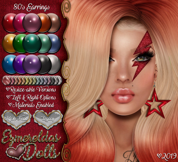 -{E's Dolls} 80's Earrings {Plastic Stars}-{0-08-2019}