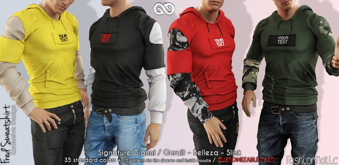 FashionNatic - Fred Sweatshirt Fatpack - Slink, Signature Gianni + Geralt, Belleza Jake