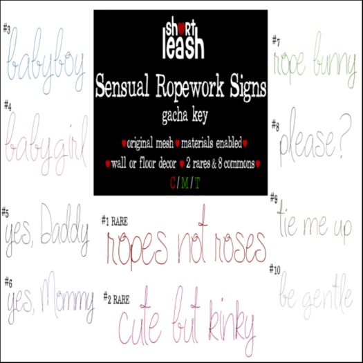 .:Short Leash:. Sensual Ropework Signs // #4 Babygirl Sign