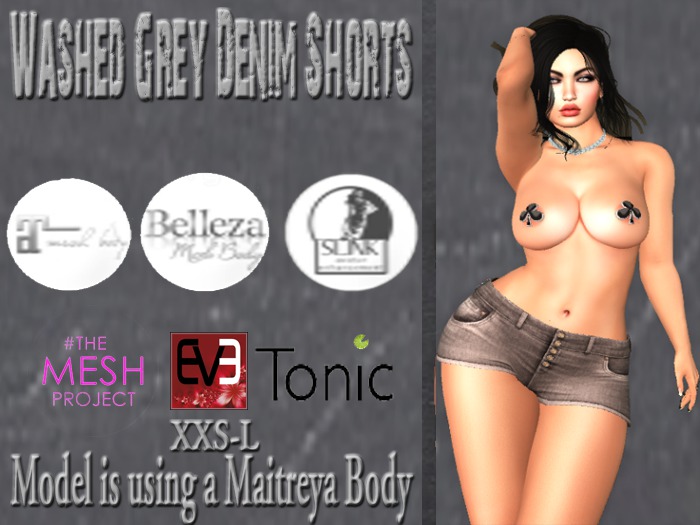 Washed Grey Denim Shorts