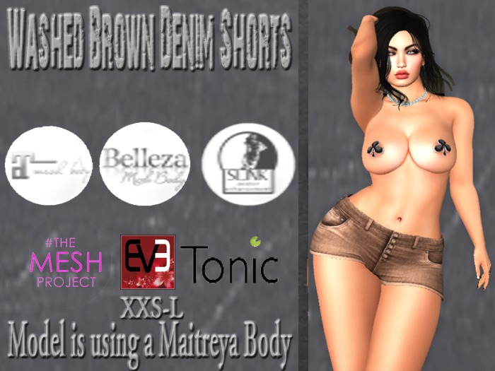 Washed Brown Denim Shorts