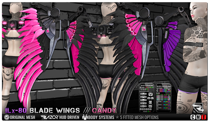 Razor/// ILx-80 Blade Wings - Candy Colors  w/ HUD