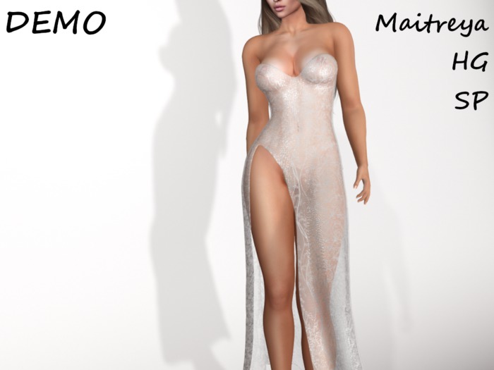 ~PP~ DEMO Shimmer White lace - Jessica Gown - Attach To Unpack
