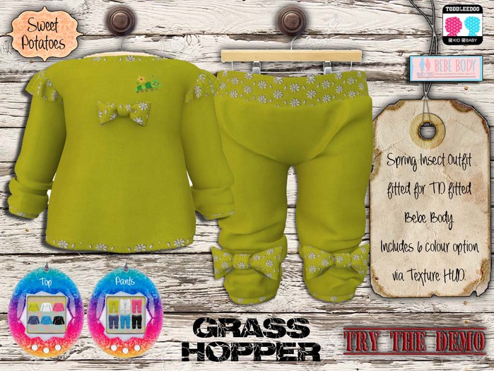 < SP > Spring Insects Outfit for TD/BEBE - Grasshopper