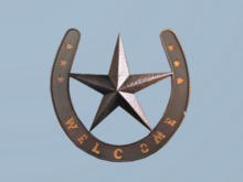 WESTERN ART Home Decor Metal Craft HORSESHOE STAR WELCOME Hang Farm Country 3D Wall Decal Style on 1 Prim copy/mod