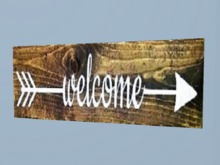 WESTERN ART HOME DECOR Native American Painted Wood WELCOME SIGN Hanging Farm & Country 3D Wall Decal Style on 1Prim C/M