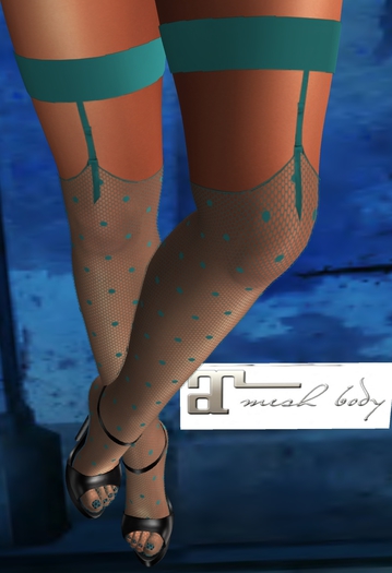 MERC - HEELS & STOCKINGS GART - TEAL - FISHNET DOTS - MAITREYA