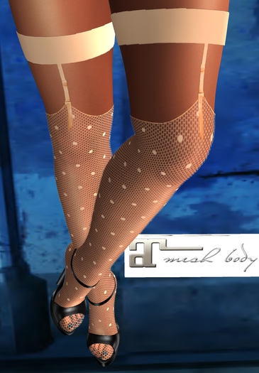 MERC - HEELS & STOCKINGS GART - PEACH - FISHNET DOTS - MAITREYA