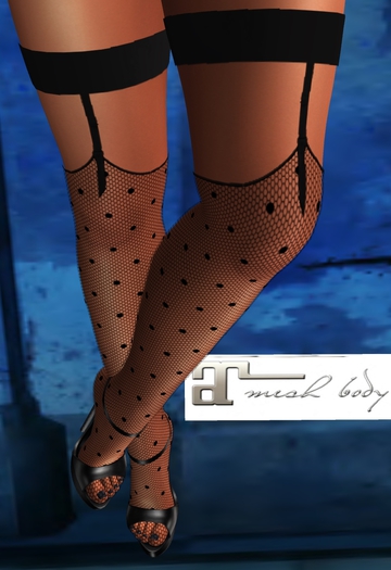 MERC - HEELS & STOCKINGS GART - BLACK - FISHNET DOTS - MAITREYA