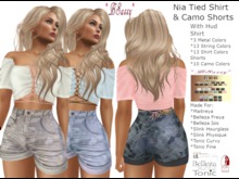 *BSASSY* NIA TIED SHIRT CAMO SHORTS OUTFIT WITH HUD