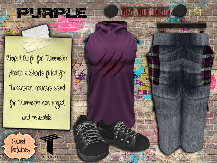 < SP > Ripped Outfit for Tweenster - Purple
