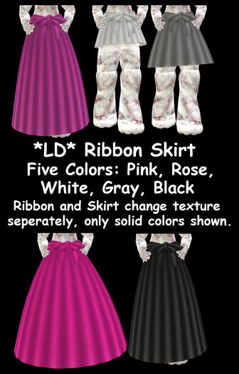 *LD* Ribbon Skirt (rose,pink,white,gray,black)