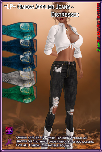 ~LP~ Distressed Print Jeans Omega Applier [BOXED]