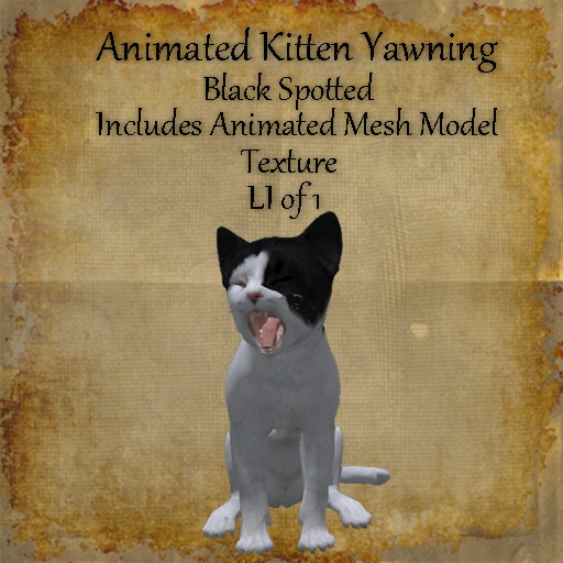 Bad Katz Animated Yawning Kitten Black Spotted