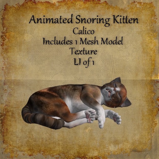 Bad Katz Animated Snoring Kitten Calico