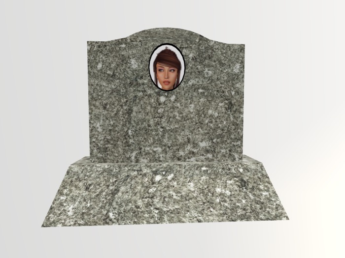 Tombstone Grey Marble w/Face medium size