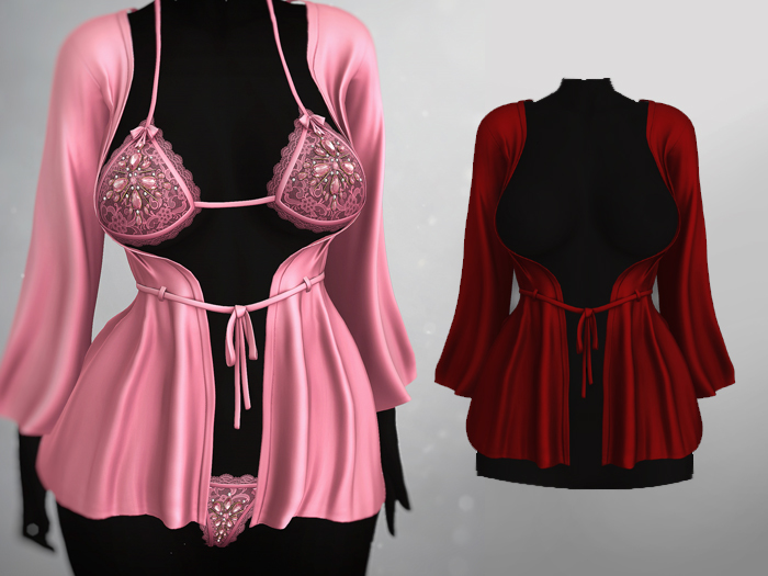 Mossu - Grace Robe - Dark Red