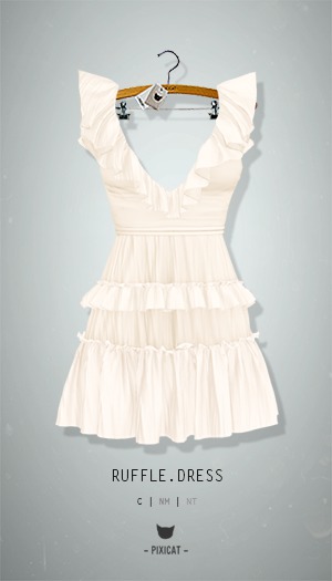 -Pixicat- Ruffle Dress (Cream)