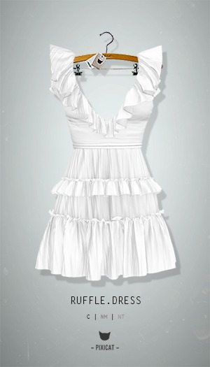 -Pixicat- Ruffle Dress (White)