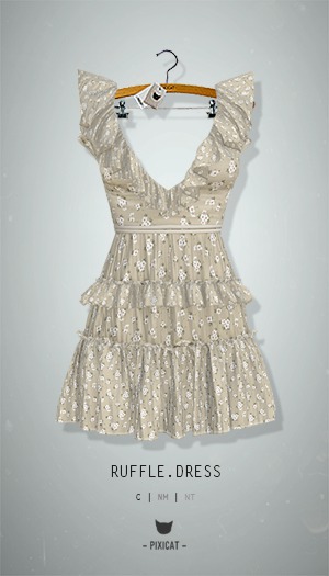 -Pixicat- Ruffle.Dress (FlowerBeige)