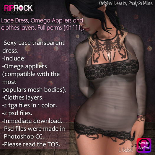 RipRock - Kit 111, Lace Transparent Dress, Omega, psd, tga, full perms