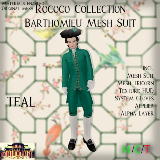 ~CdE~ Rococo Barthomieu TEAL Mesh Suit