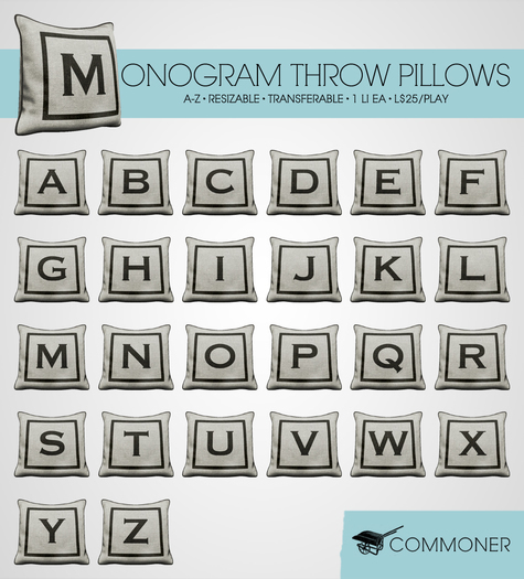 [Commoner] Monogram Throw Pillow / R