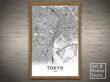 Tokyo | Black and White City Map Poster | Mesh Frame with 6 texture options