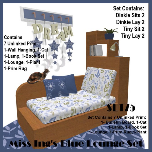 Miss Ing's Dinkie Tiny Lounger Blue Boxed