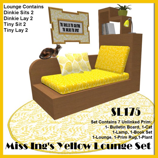 Miss Ing's Lounge Set - Yellow (Dinkie/Tiny)
