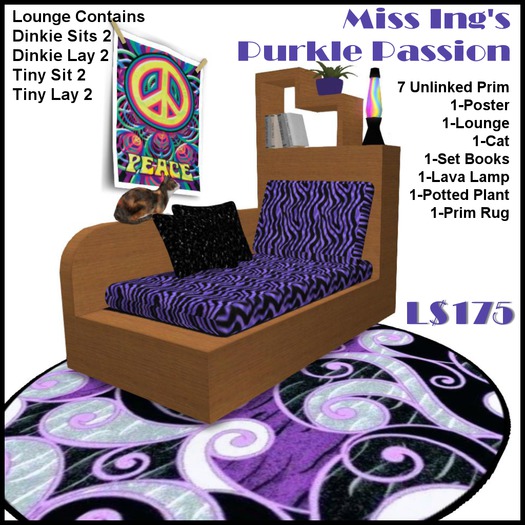 Miss Ing's Dinkie Tiny Purkle Passion Lounge Set Boxed