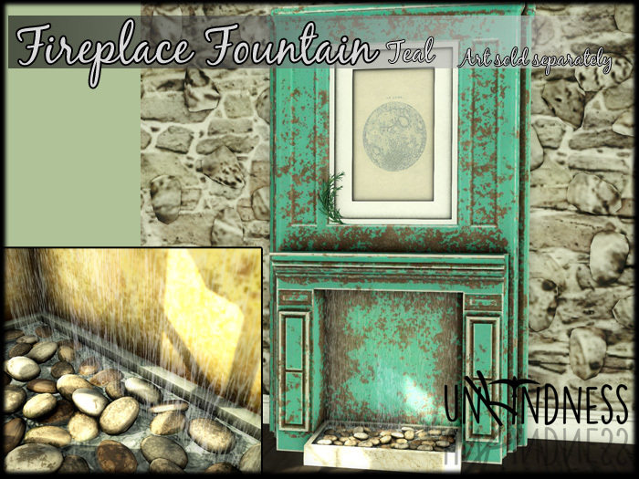 uK - Fireplace Fountain Rustic Teal