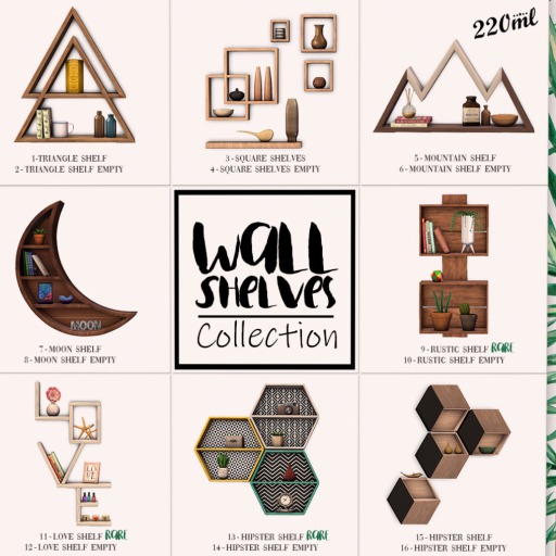 220ML - Wall Shelves Collection - Nut Hexagons - COMMON