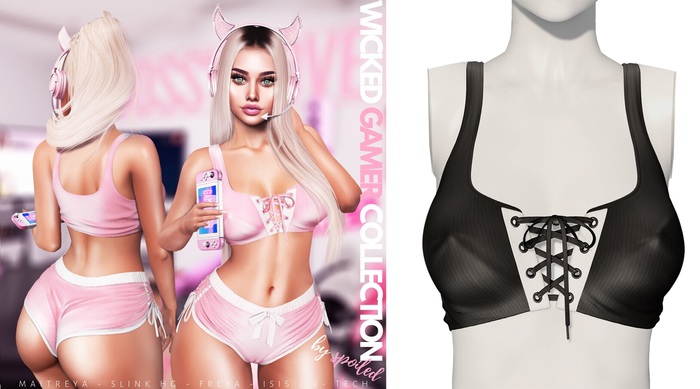 Spoiled - Wicked Ribbon Crop Top Black