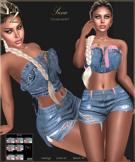 YELIZ MESH "SUNA" TOP and SHORTY with HUD  -DEMO-