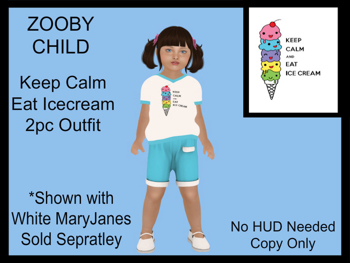 Steph-O-Bee's - Keep Calm Eat Icecream Outfit (Zooby Child)