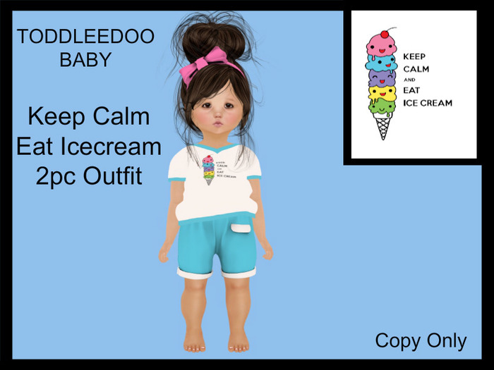 Steph-O-Bee's - Keep Calm Eat Icecream Outfit (TD Baby)