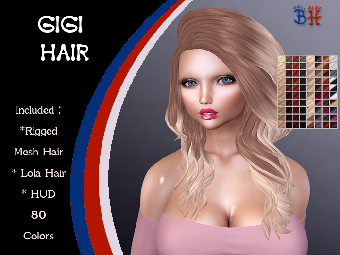 *BH* Gigi Rigged Mesh Hair w/Mixed Colors_HUD