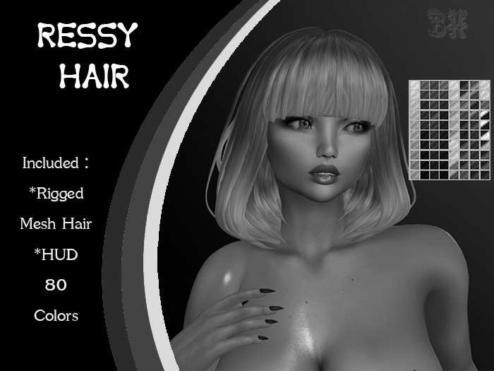 *BH* 5MIN. DEMO Ressy Rigged Mesh Hair w/Mixed Colors_HUD