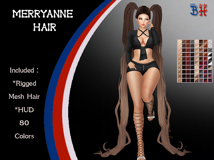 *BH* MerryAnne Rigged Mesh Hair w/Mixed Colors_HUD
