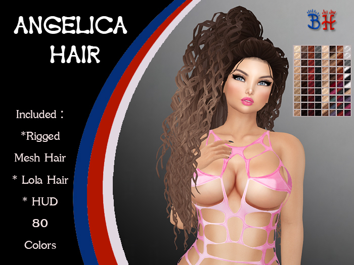 *BH* Angelica  Rigged Mesh Hair w/Mixed Colors_HUD