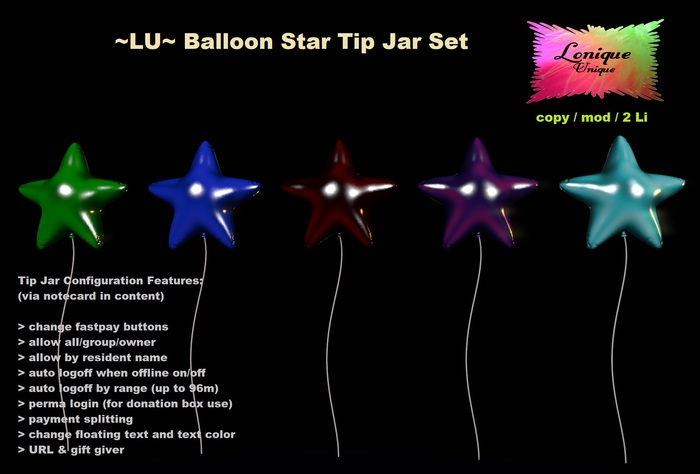 ~LU~ Balloon Star Tip Jar Set