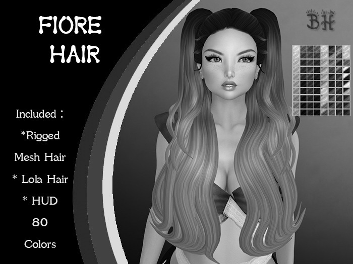 *BH* 5MIN. DEMO Fiore Rigged MeshHair w/Mixed Colors_HUD
