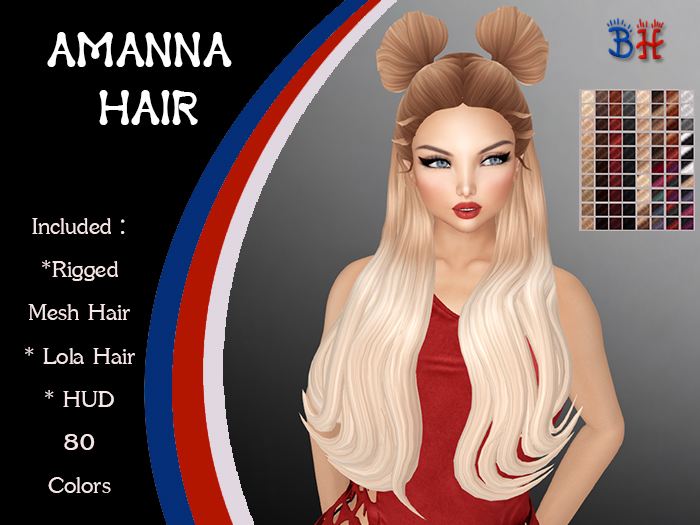 *BH* Amanna Rigged Mesh Hair w/Mixed Colors_HUD