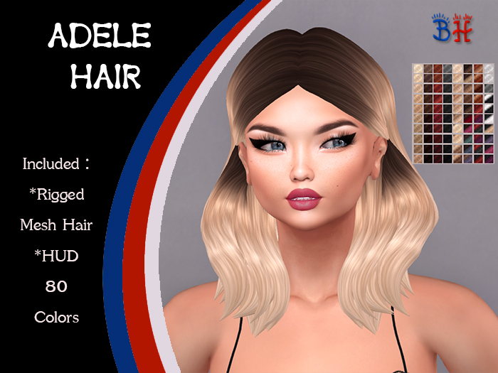 *BH* Adele Rigged Mesh Hair w/Mixed Colors_HUD